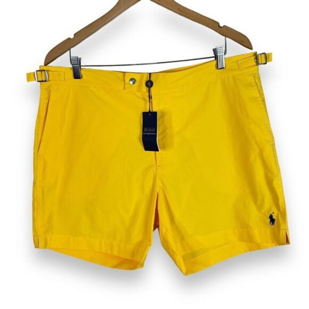 NEW Polo Ralph Lauren Classic Lined Swim‎ Shorts Mens 36 Yellow Nylon $89